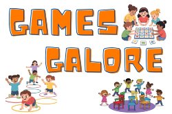 cartoon images of children playing various games